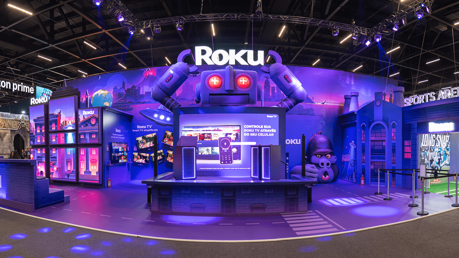 Estande Roku com experiência imersiva